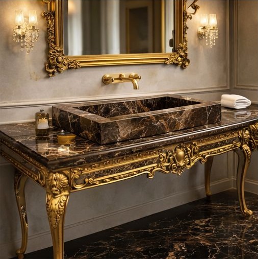 Minimalist kitchen with sleek white marble countertops.